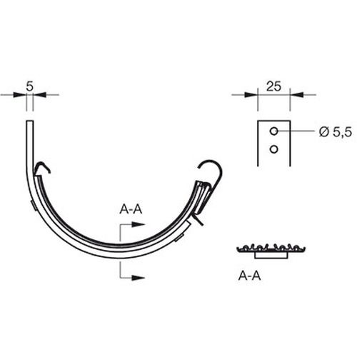 Lindab Steel Gutter Radius Gutter Bracket - 125mm Black