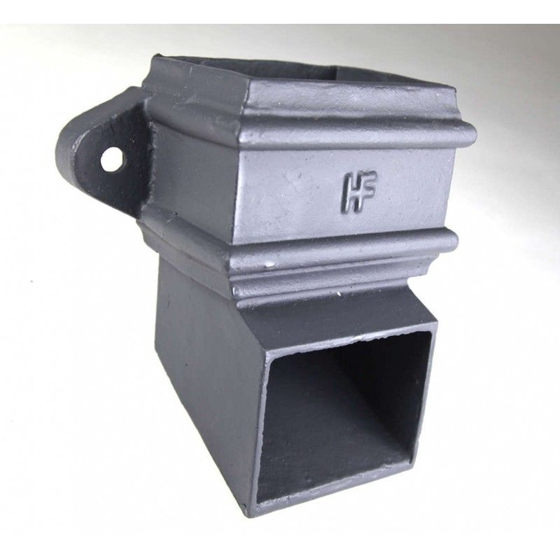 Cast Iron Rectangular Downpipe Eared Shoe - 100mm x 75mm Primed