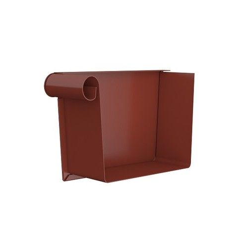 Lindab Rectangular Steel Gutter Left Hand Stop End - 140mm Tile Red