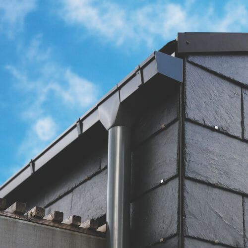 Lindab Rectangular Steel Gutter Outlet 75mm - 140mm Graphite