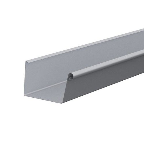 Lindab Rectangular Steel Gutter - 140mm x 3mtr Silver Metallic