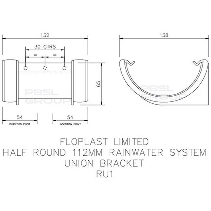 FloPlast Half Round Gutter Union Bracket - 112mm Brown