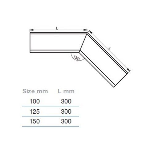 Lindab Steel Gutter Internal Angle 135 - 100mm Silver Metallic