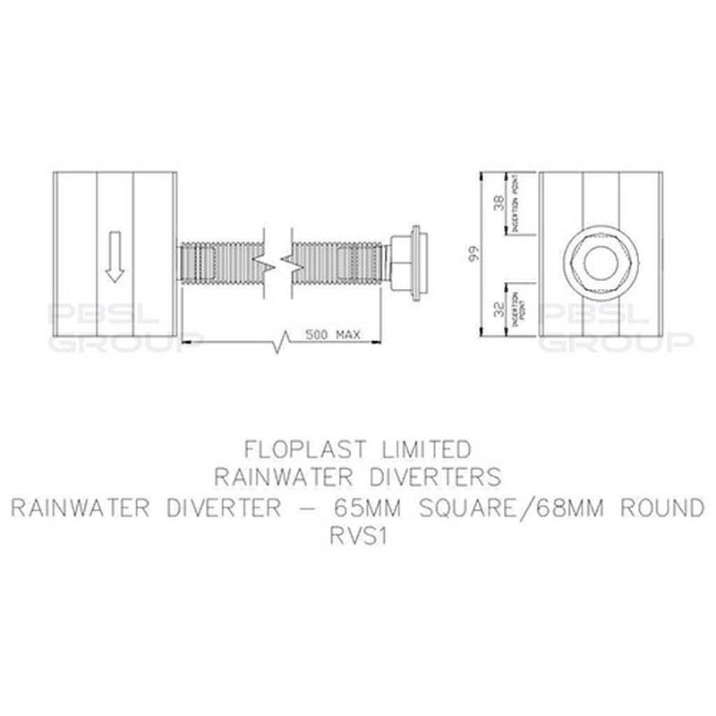 FloPlast Cast Iron Effect Square and Round Downpipe Rain Diverter