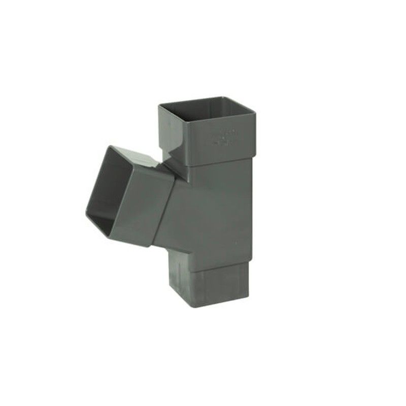 FloPlast Square Downpipe Branch - 112 Degree x 65mm Anthracite Grey