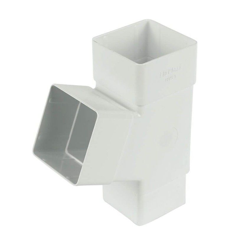 FloPlast Square Downpipe Branch - 112 Degree x 65mm White
