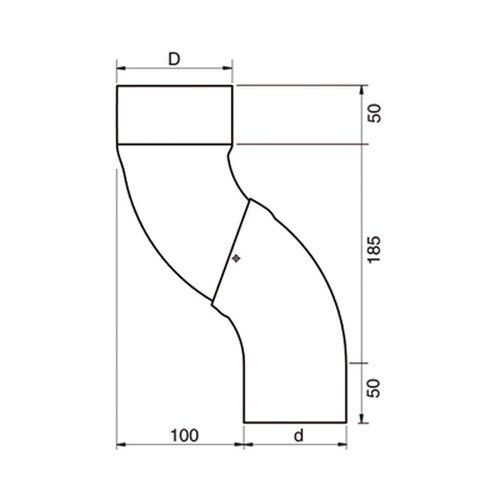 Lindab Steel One-Piece 50mm Downpipe Offset - 100mm Brown