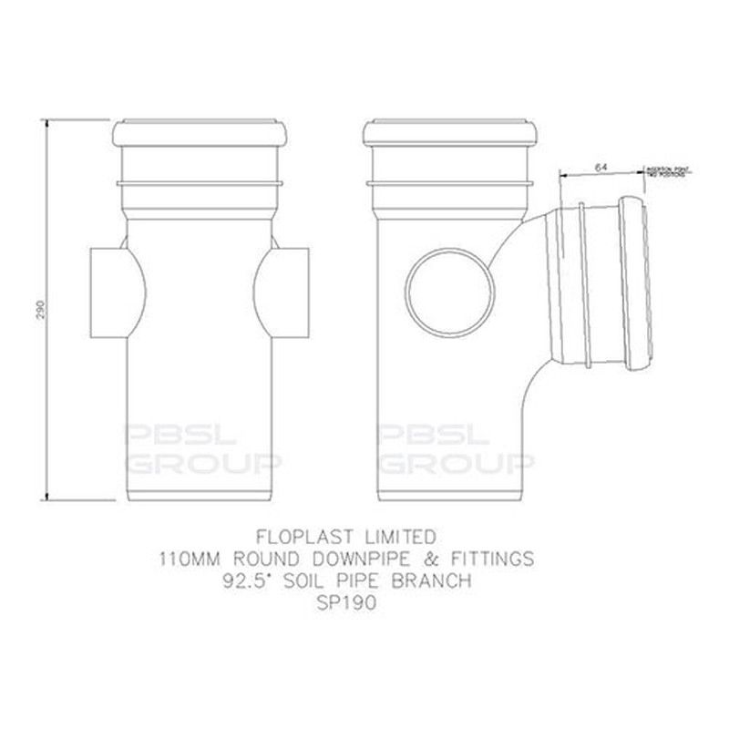 FloPlast Ring Seal Soil Branch - 92.5 Degree x 110mm White