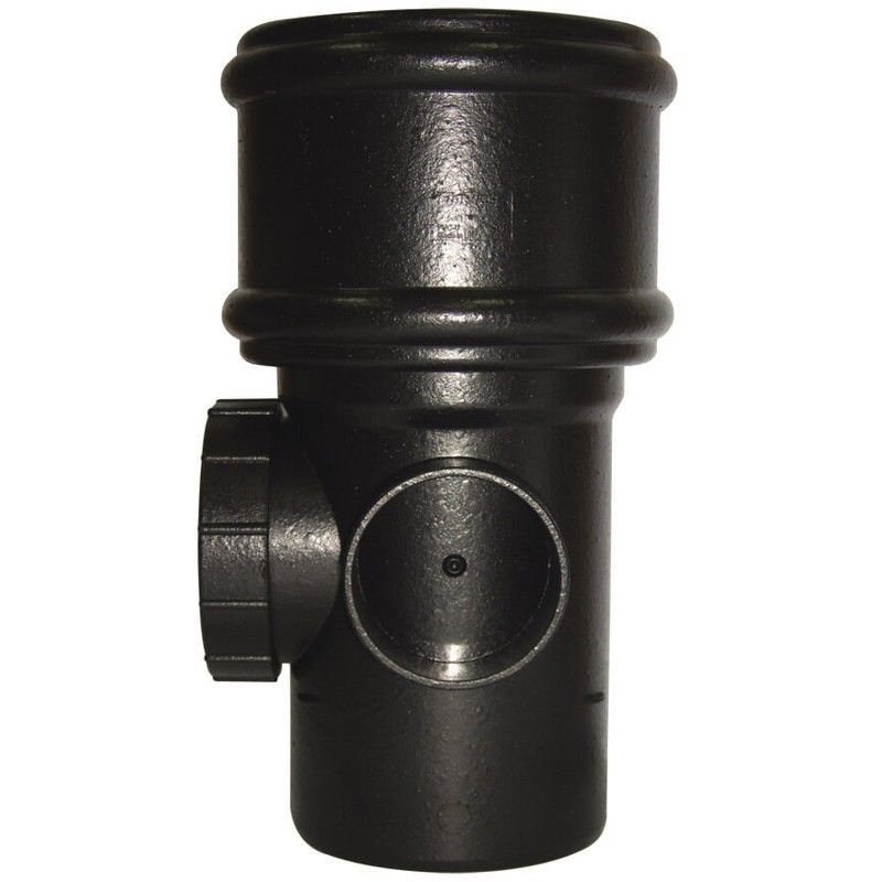 FloPlast Ring Seal Soil Access Pipe Single Socket - 110mm Cast Iron Effect