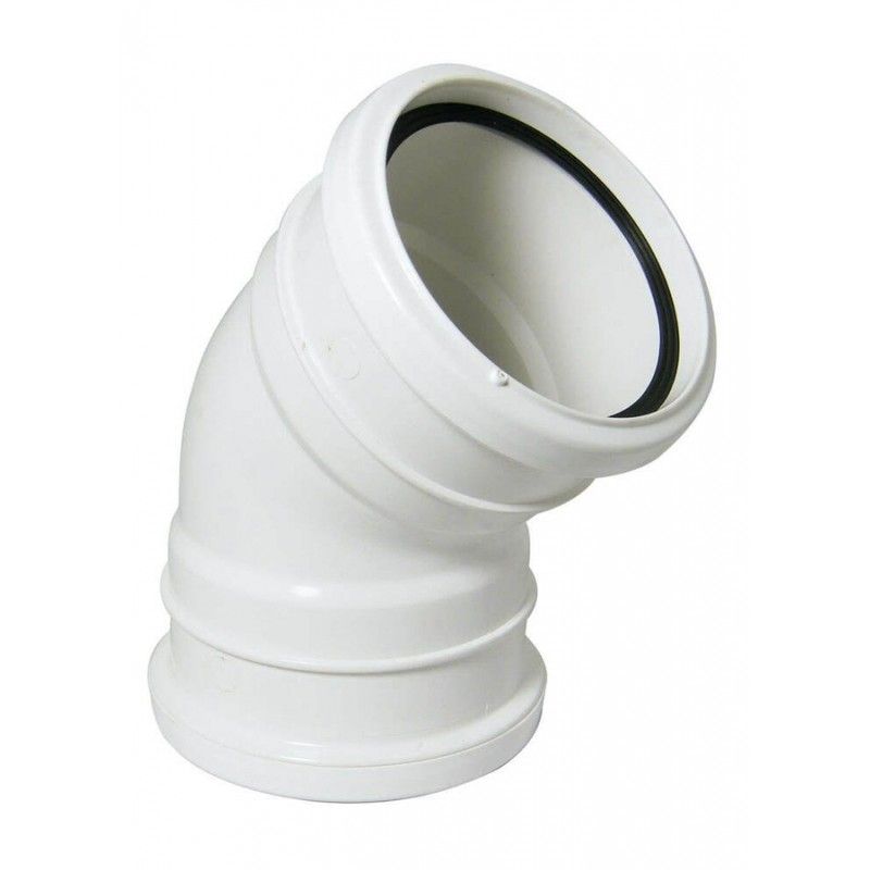 FloPlast Ring Seal Soil Bend Double Socket - 135 Degree x 110mm White