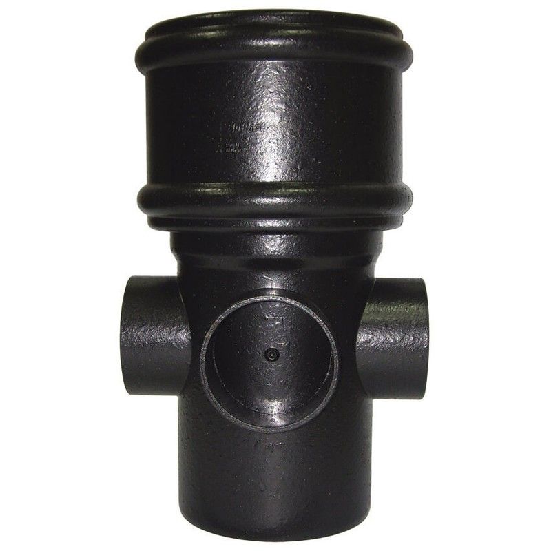 FloPlast Ring Seal Soil Boss Pipe Single Socket - 110mm Cast Iron Effect