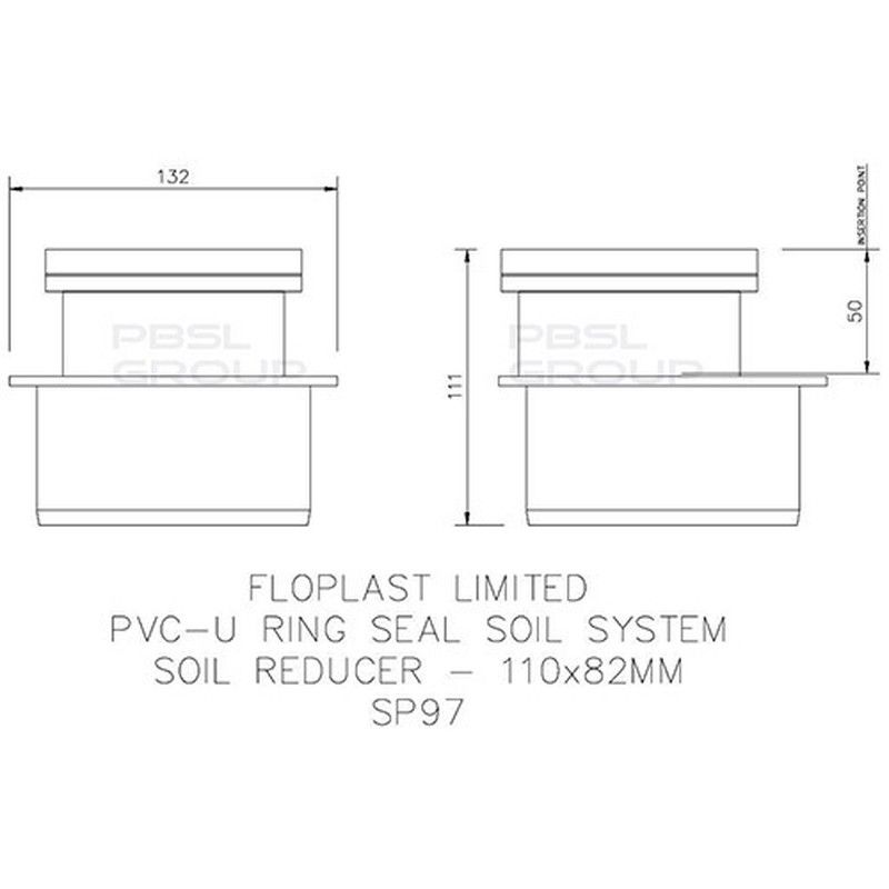 FloPlast Ring Seal Soil Reducer - 110mm x 82mm Grey