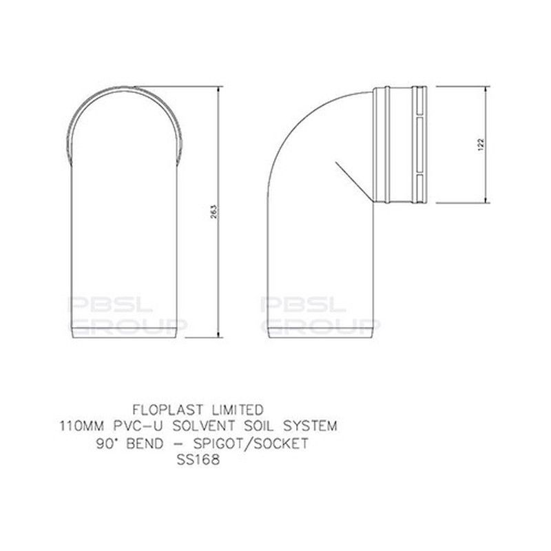 FloPlast Solvent Weld Soil Bend Swivel - 90 Degree x 110mm Black