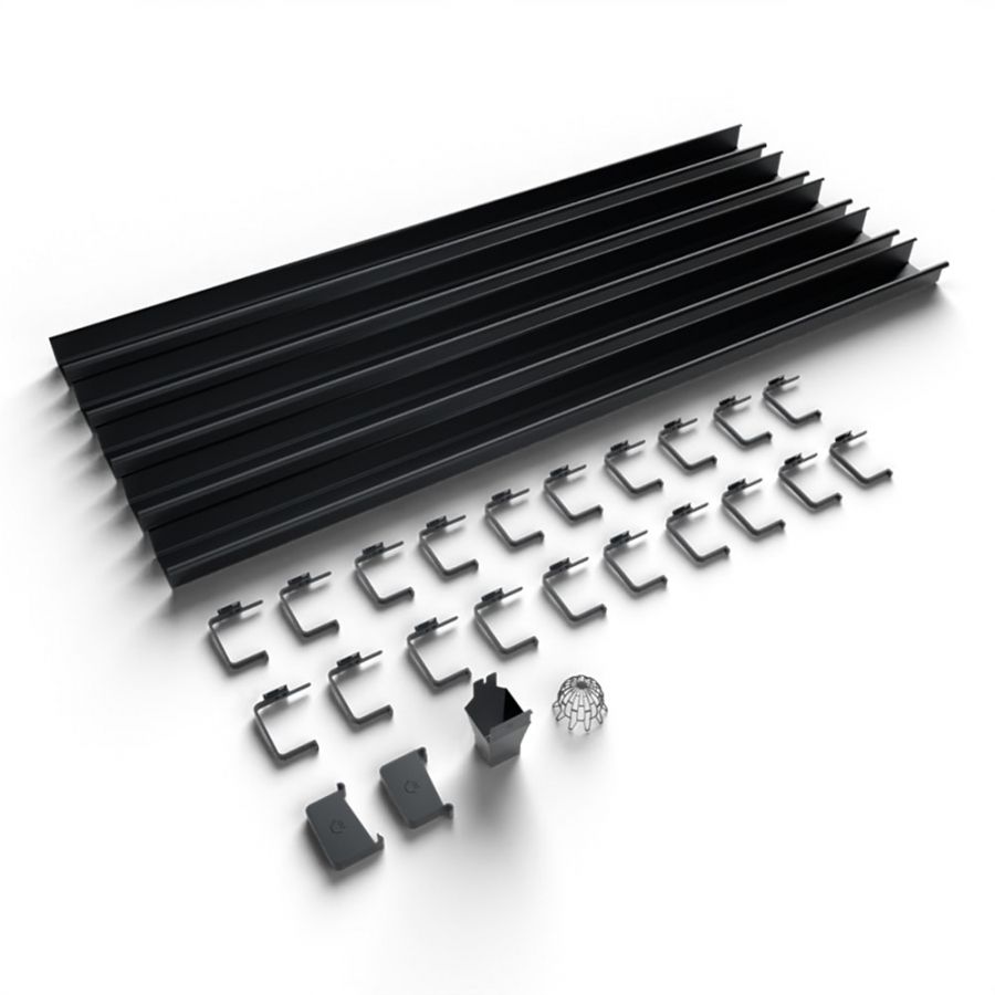 Galeco Square Steel Gutter Kit Black - 125mm Diameter