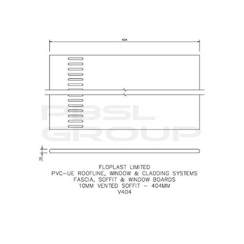 405mm White Vented Soffit Board - 10mm x 5mtr