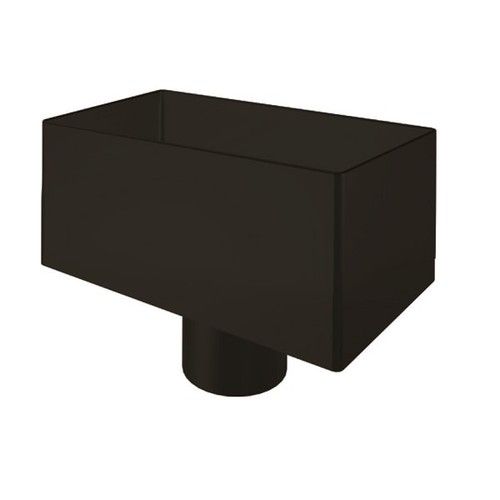 Lindab Steel Medium Rectangular Water Hopper - 75mm Coffee Brown