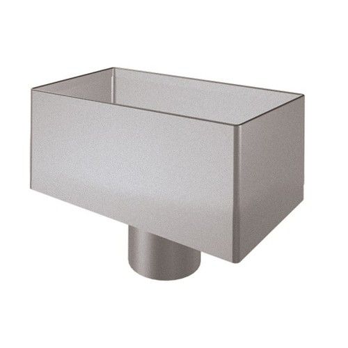 Lindab Steel Medium Rectangular Water Hopper - 87mm Silver Metallic
