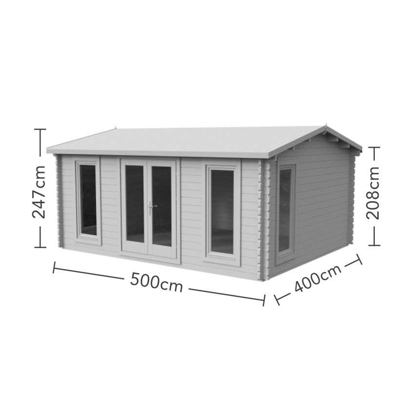 Rushock Log Cabin - 24kg Polyester Felt Plus Underlay Double Glazed - 5000mm x 4000mm