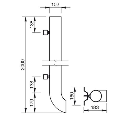 Lindab Steel Vandal Reinforced Pipe with Shoe - 102mm x 2mtr Black
