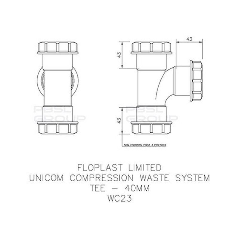 FloPlast Multi Fit Compression Waste Tee - 40mm