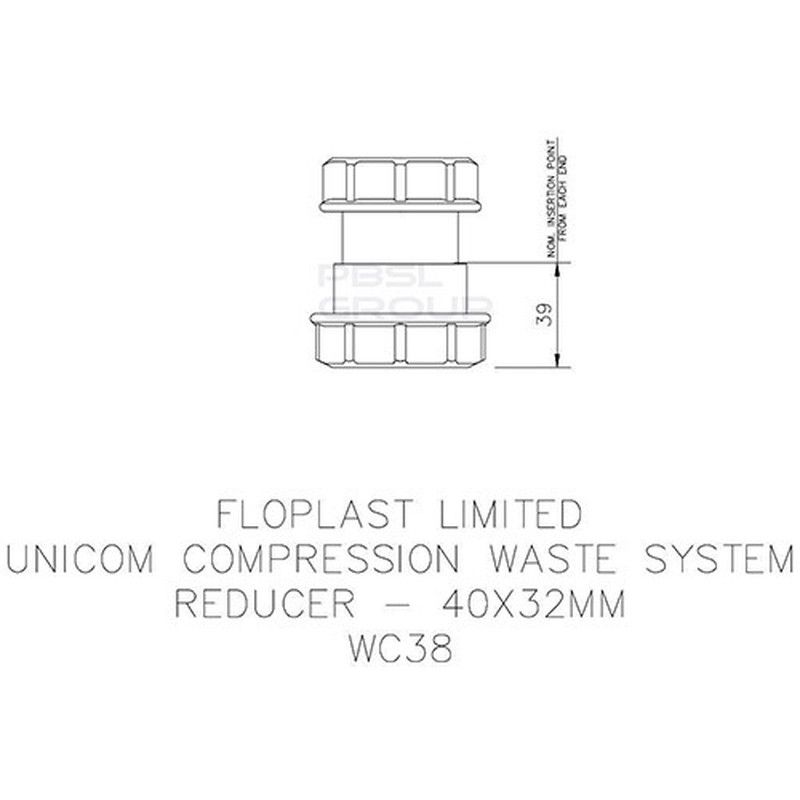 FloPlast Multi Fit Compression Waste Reducer - 40mm x 32mm