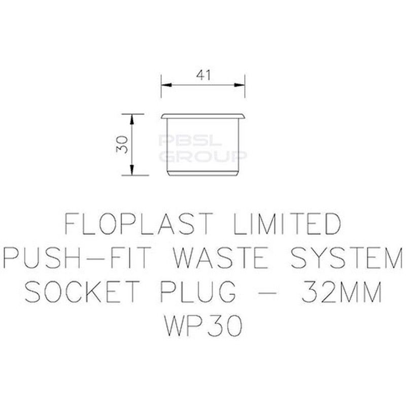 FloPlast Push Fit Waste Socket Plug - 32mm Grey