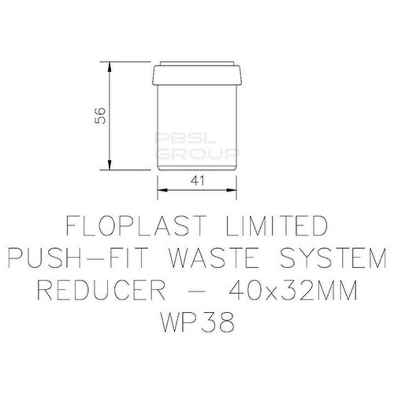 FloPlast Push Fit Waste Reducer - 40mm x 32mm Black