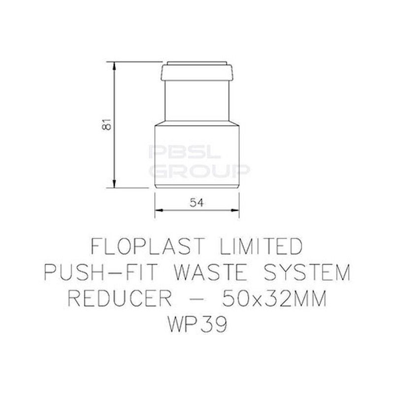 FloPlast Push Fit Waste Reducer - 50mm x 32mm Grey