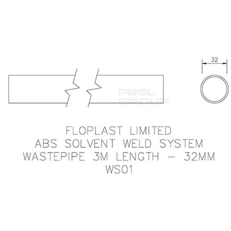 FloPlast Solvent Weld Waste Pipe - 32mm (I.D.) x 3mtr Grey