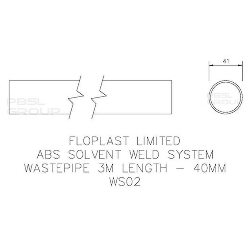 FloPlast Solvent Weld Waste Pipe - 40mm x 3mtr Black
