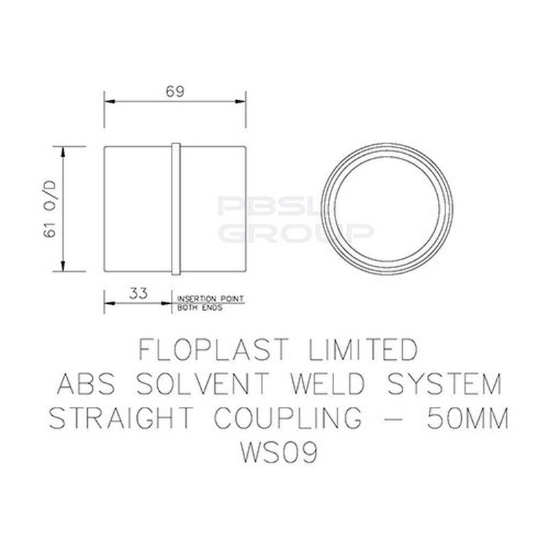 FloPlast Solvent Weld Waste Coupling - 50mm Black