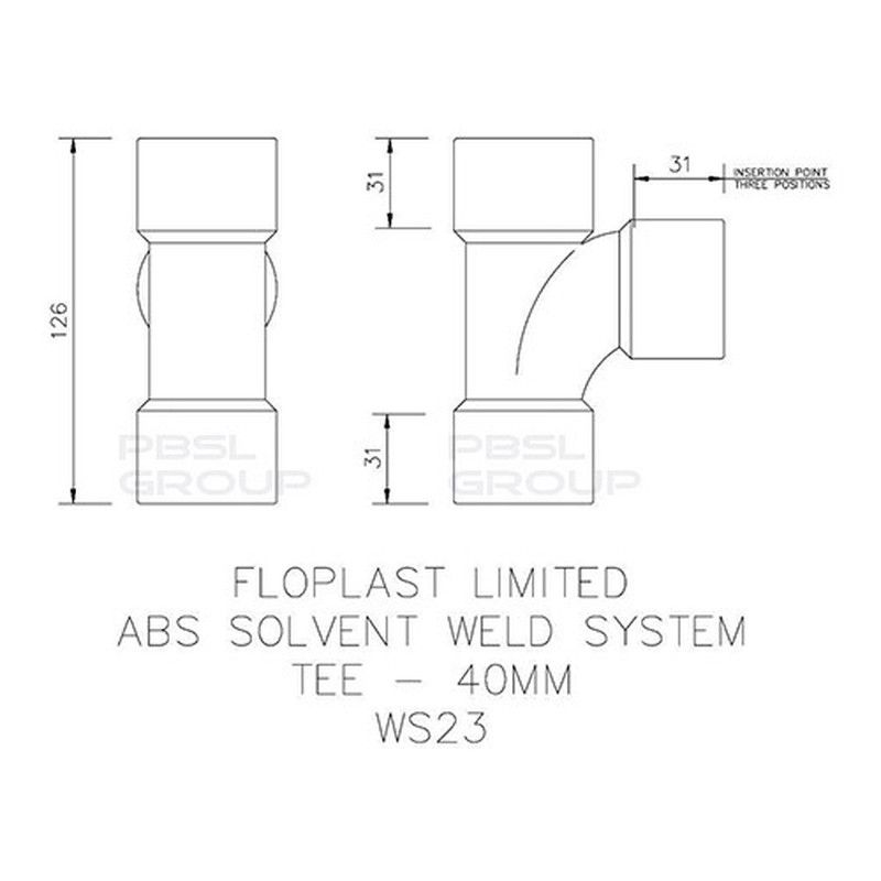 FloPlast Solvent Weld Waste Tee - 40mm White
