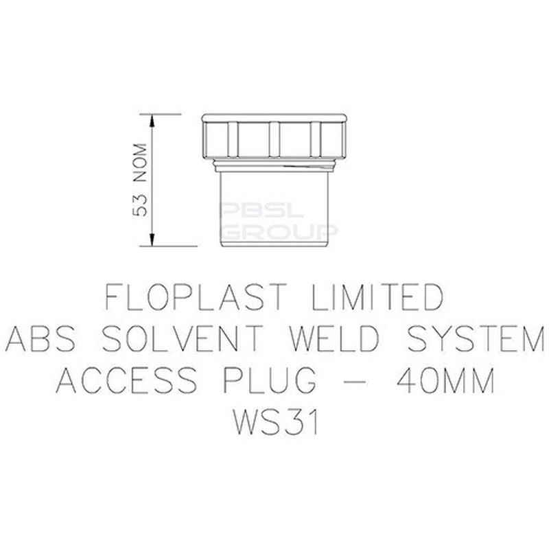 FloPlast Solvent Weld Waste Access Plug - 40mm Black