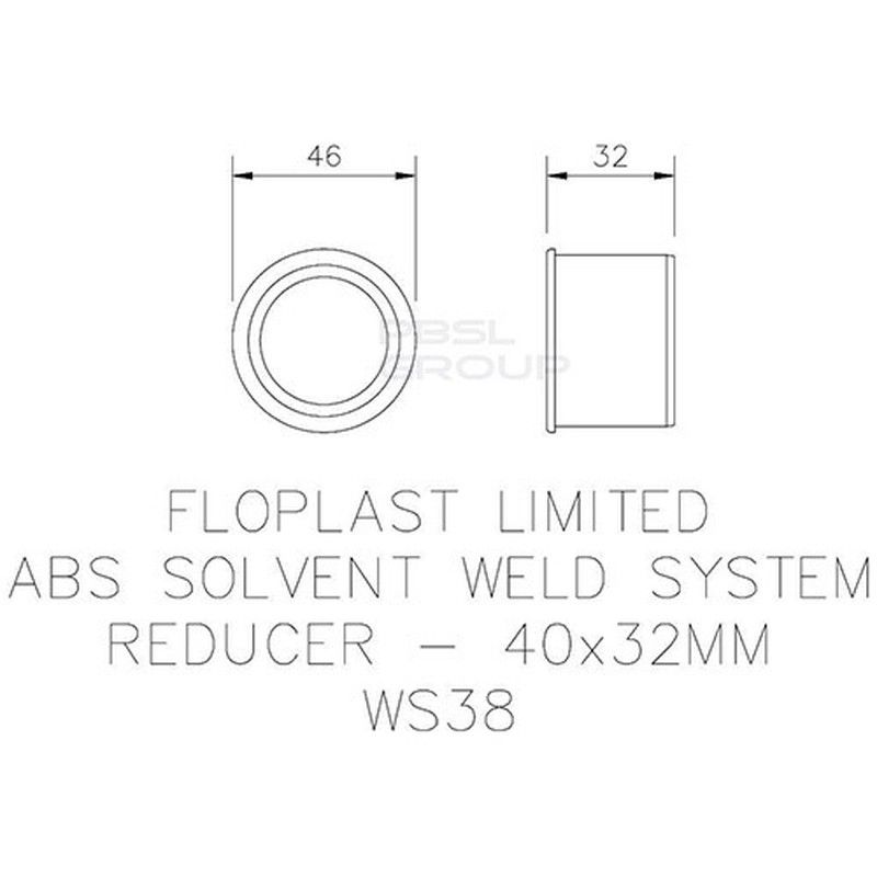 FloPlast Solvent Weld Waste Reducer - 40mm x 32mm Grey