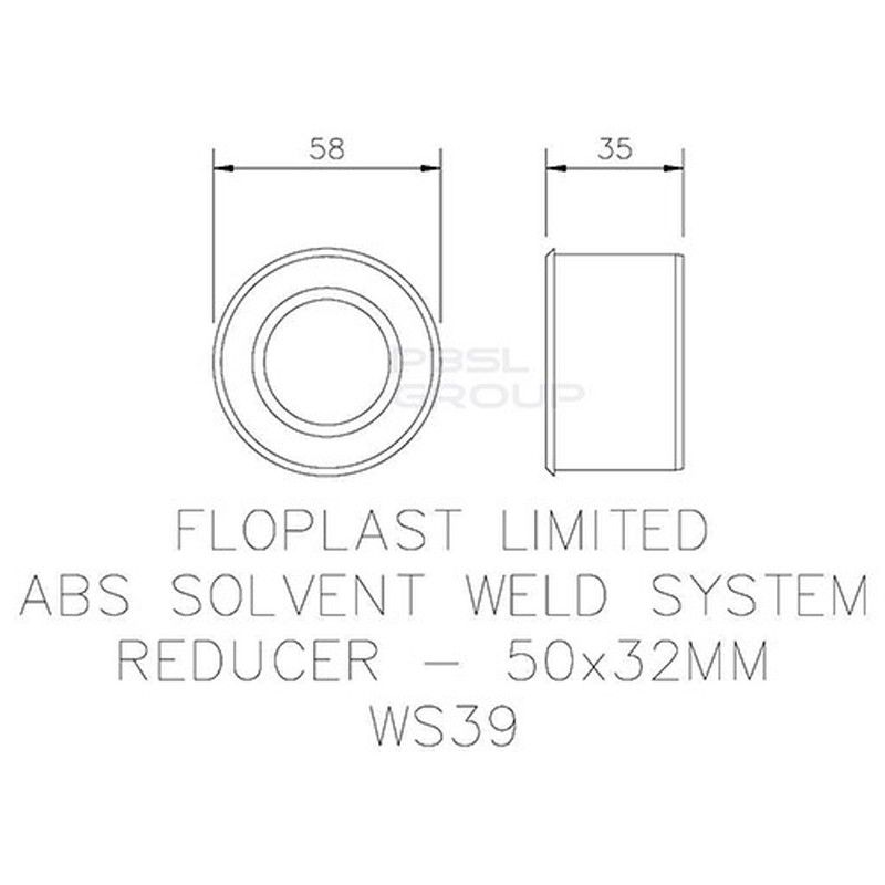 FloPlast Solvent Weld Waste Reducer - 50mm x 32mm White