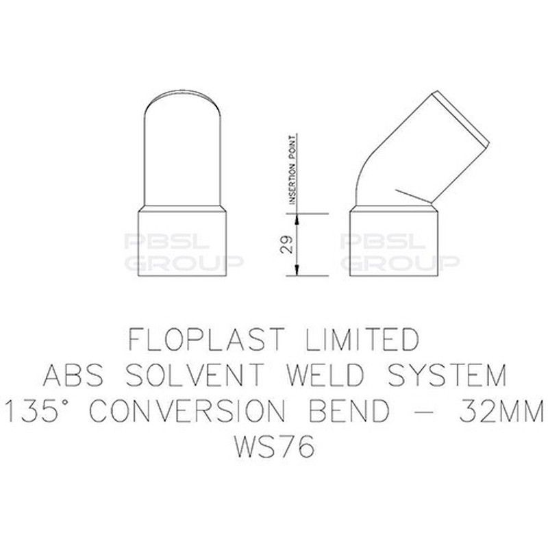 FloPlast Solvent Weld Waste Bend Swivel - 135 Degree x 32mm White