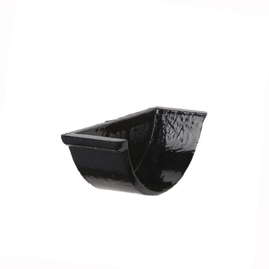 Cast Iron Beaded Half Round Gutter Internal Stopend - 115mm Black