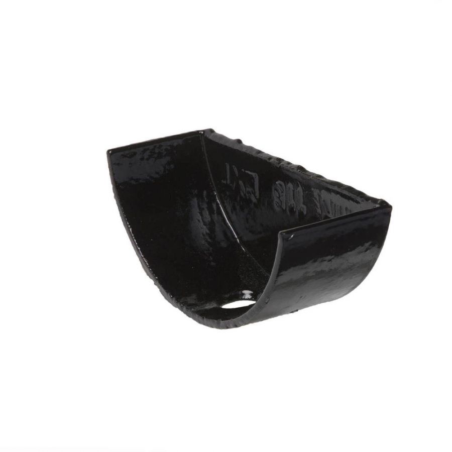 Cast Iron Half Round Gutter External Stopend - 100mm Black