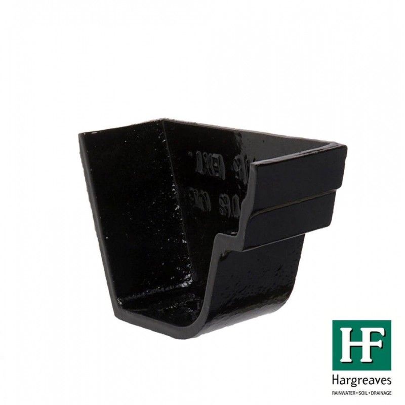 Cast Iron Notts Ogee Gutter Right Hand External Stopend - 115mm Black