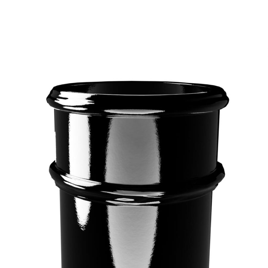 Cast Iron Round Non-Eared Downpipe - Socket On One End - 150mm x 610mm Black