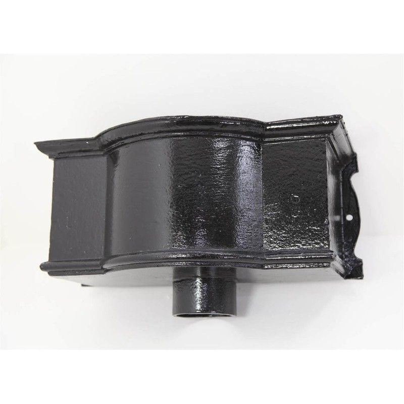 Cast Iron Round Downpipe Hopper Head Bow Fronted Outlet - 65mm Black