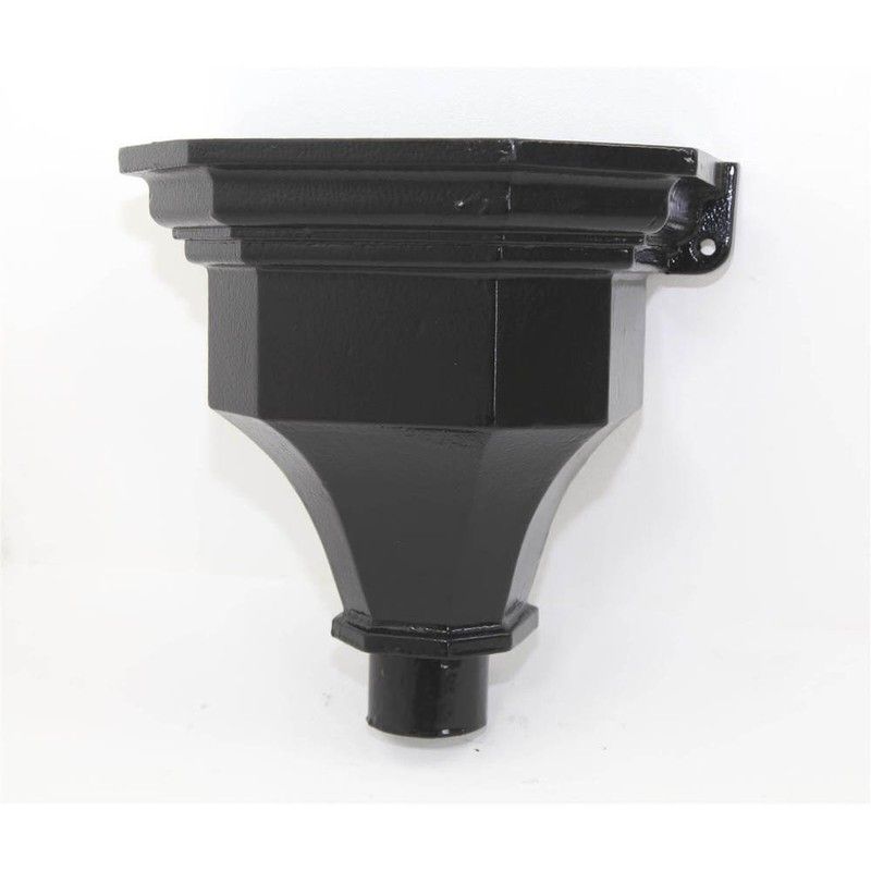 Cast Iron Round Downpipe Hopper Head Fluted Flanged Outlet - 75mm Black