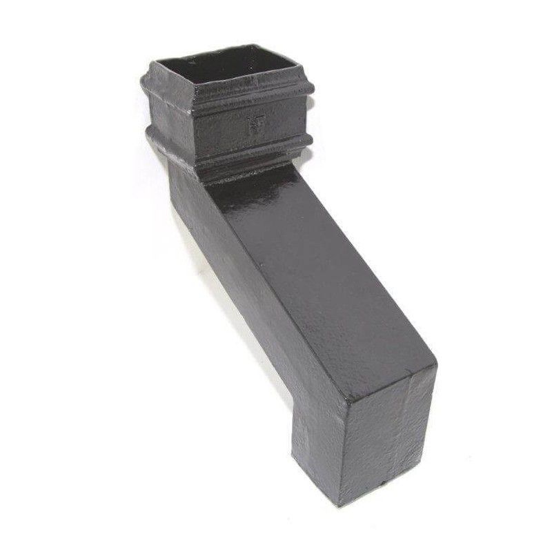 Cast Iron Rectangular Downpipe - 533mm Front Projection 100mm x 75mm Black
