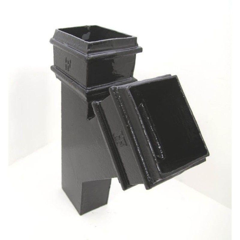 Cast Iron Square Downpipe Branch - 135 Degree x 75mm Black