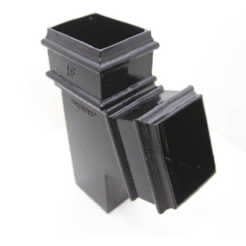 Cast Iron Square Downpipe Branch - 112.5 Degree x 100mm Black