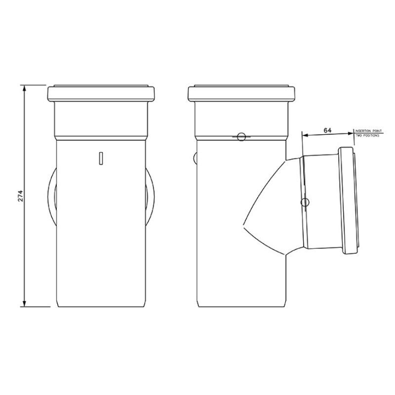 FloPlast Drainage Junction Double Socket - 87.5 Degree x 110mm