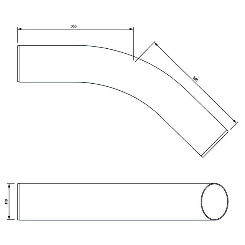 FloPlast Drainage Long Radius Bend Plain Ended - 45 Degree x 110mm