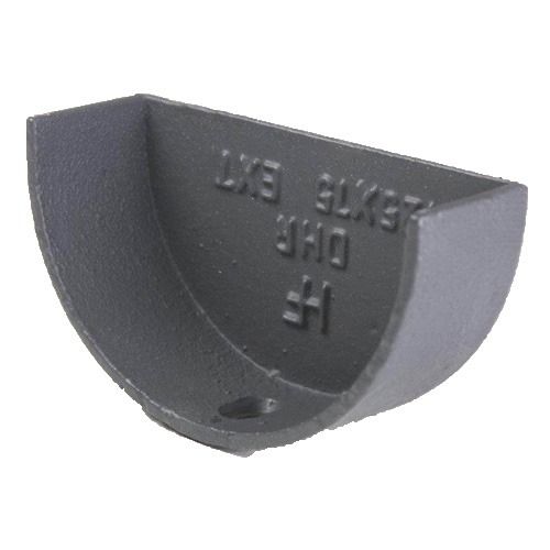 Cast Iron Deep Half Round Gutter External Stopend - 100mm Primed