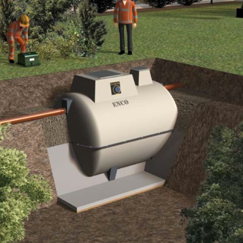 Marsh ENCO 6 Person Sewage Treatment Plant with Pressure Switch Beacon Alarm & 1000mm Riser & 200mm AVR Unit - Gravity Outlet