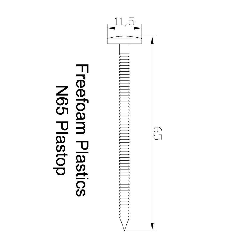 Plastic Headed Nails - 65mm Dark Grey - Box of 100